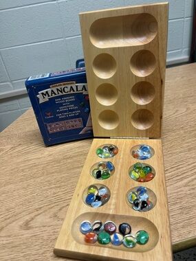 Oak Wood Solid Wood Mancala Game – 45 Pieces – Good Condition